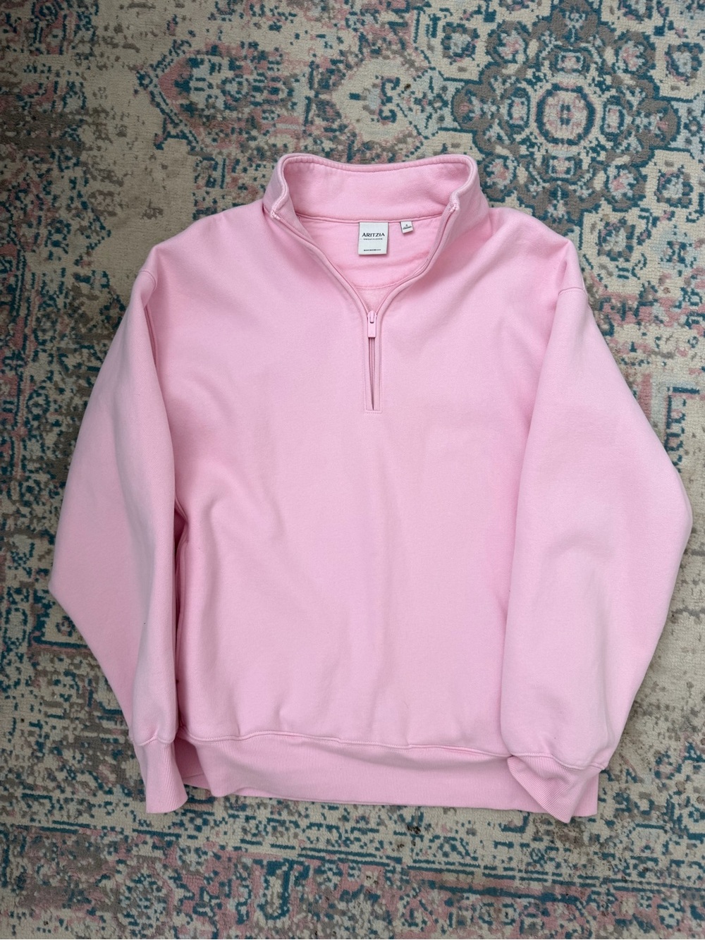 Aritzia Sweatfleece Pink Quarter Zip Sweatshirt